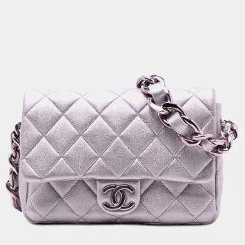 Pre Owned حقيبة شانيل وردية سي سي مبطنة جلد خروف معدني رف واحد