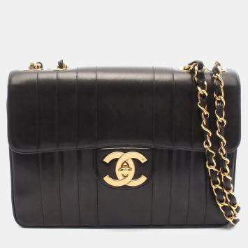 Pre Owned حقيبة كتف شانيل مادموازيل كبيرة بعلامة كوكو غطاء مفرد من جلد الخراف سوداء