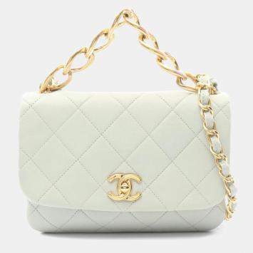 Pre Owned حقيبة كتف شاميل ماتلاس جلد حمل رمادي