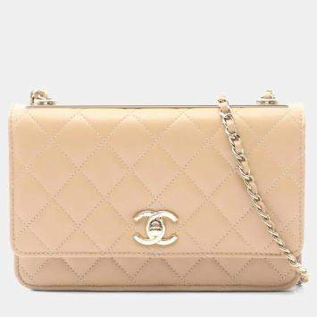 Pre Owned حقيبة كتف شانيل ترندي سي سي ماتالاسي جلد حمل بيج