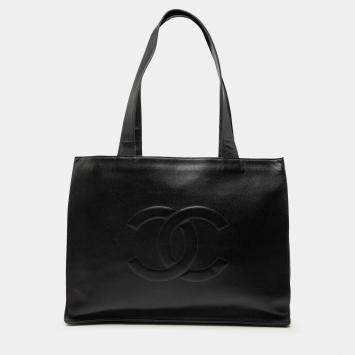Pre Owned Chanel Black CC Caviar Tote