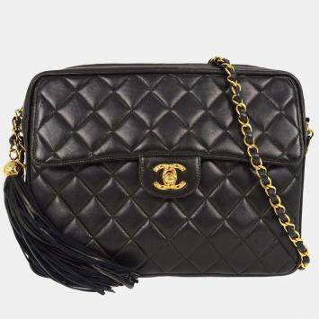 Pre Owned Chanel Black Lambskin Camera Bag Large