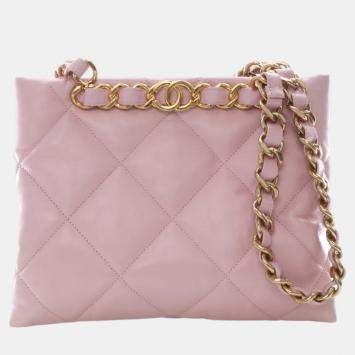 Pre Owned Chanel Pink Medium Quilted Calfskin Funky Town Shopping Tote