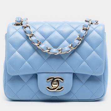 مملوكة مسبقًا Chanel Blue Mini Square Classic Lambskin Single Flap