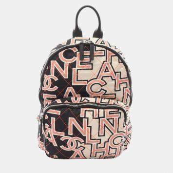 مملوكة مسبقًا Chanel Matelasse Neon Backpack Canvas Black Ivory Pink