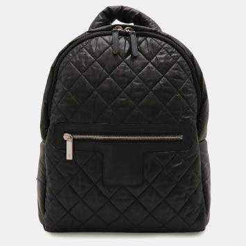 مملوكة مسبقًا Chanel Coco Cocoon Backpack/Daypack In Quilted Nylon And Leather Black Bordeaux