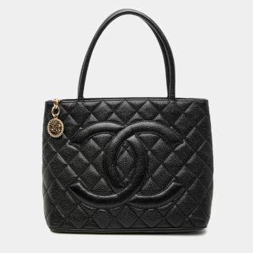 Pre Owned Chanel Black Caviar Medallion Tote