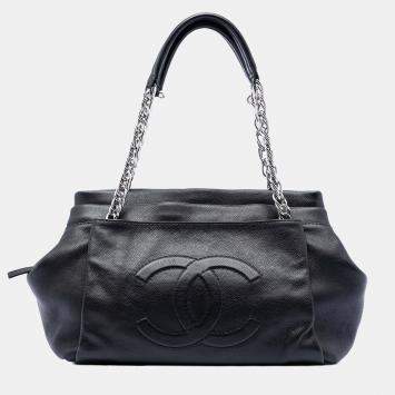 مملوكة مسبقًا Chanel Black CC Caviar Tuck Tote
