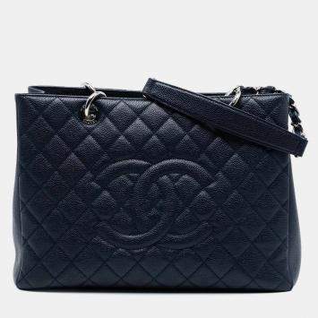 مملوكة مسبقًا Chanel Blue Caviar Grand Shopping Tote