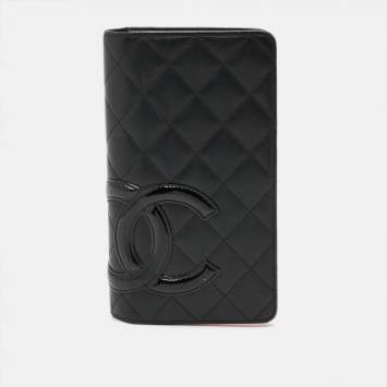 مملوكة مسبقًا Chanel Cambon Ligne Black Quilted Leather Bifold Wallet