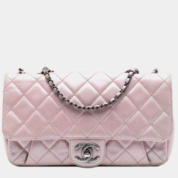 مملوكة مسبقًا Chanel Pink Medium Quilted Metallic Calfskin Coco Pleats Chain Flap