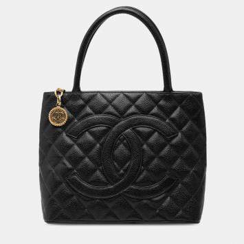 Pre Owned Chanel Black Caviar Medallion Tote
