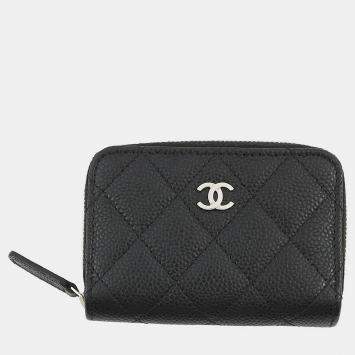 مملوكة مسبقًا Chanel Coin Purse Matelasse Cc Logo Black Caviar Leather