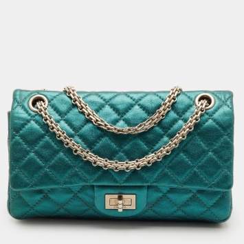 مملوكة مسبقًا Chanel 2.55 Reissue 225 Teal Blue Quilted Metallic Leather Flap Bag