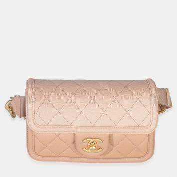 مملوكة مسبقًا Chanel Beige Quilted Ombre Caviar Small Sunset On The Sea Belt Bag