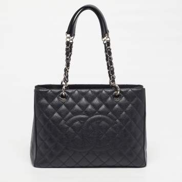مملوكة مسبقًا Chanel GST Black Quilted Caviar Leather Tote