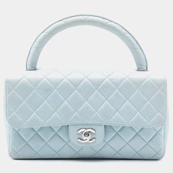 Pre Owned Chanel Blue Lambskin Parent Kelly Flap