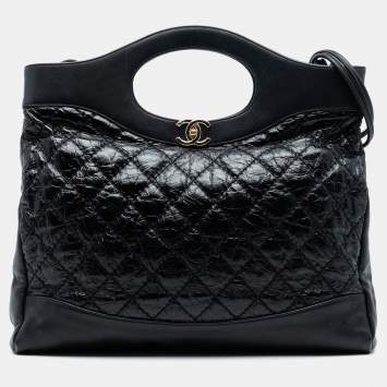 مملوكة مسبقًا Chanel Black Large Quilted Shiny Aged Calfskin 31 Shopping Bag