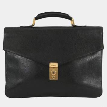 Pre Owned حقيبة شانيال كافيار سوداء للحاسب المحمول