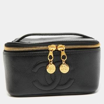 Pre Owned حقيبة شانيل "CC تايمليس" جلد كافيار أسود نظام مستحضرات التجميل