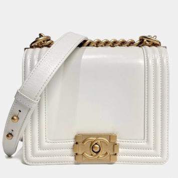 Pre Owned حقيبة شانيل جلد كريمي كتف بوي