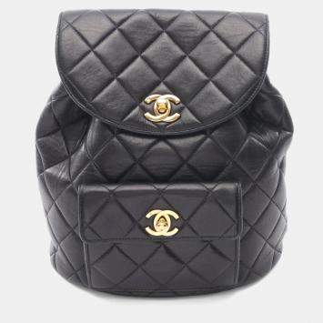 مملوكة مسبقًا Chanel Matelasse Backpack Bag In Lambskin Leather Black