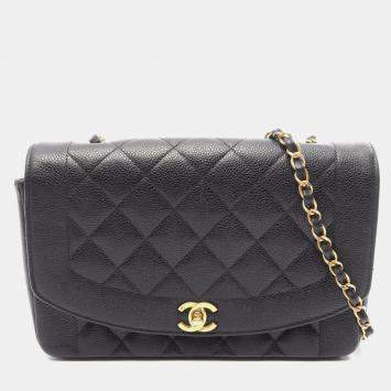مملوكة مسبقًا Chanel Diana Black Leather Shoulder Bag