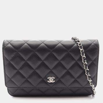 مملوكة مسبقًا Chanel Classic Wallet on Chain Black Caviar Grained Calfskin Leather Crossbody Bag