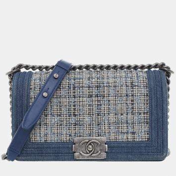 مملوكة مسبقًا Chanel Old Medium Blue/Grey Denim Tweed Bag