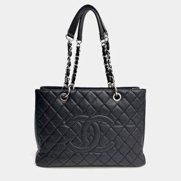 Pre Owned Chanel Black Leather Caviar Grand Shopping