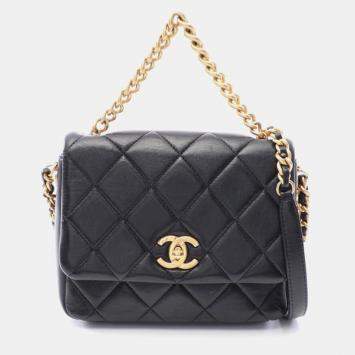 مملوكة مسبقًا Chanel Matelassé 2-Way Black Leather Shoulder Bag AS2734  Black Used