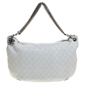 Pre Owned Chanel White Quilted Leather Chain Mail Bag