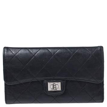 Pre Owned Chanel Black Quilted Leather Reissue Trifold Wallet
