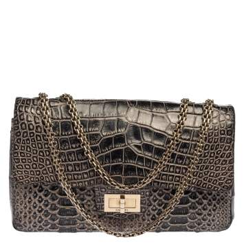 Pre Owned Chanel Black Crocodile and Python 2.55 Classic 226 Reissue Flap Bag