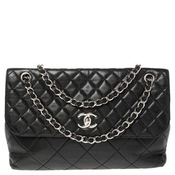 Pre Owned Chanel Black Quilted Leather Classic Single Flap Bag
