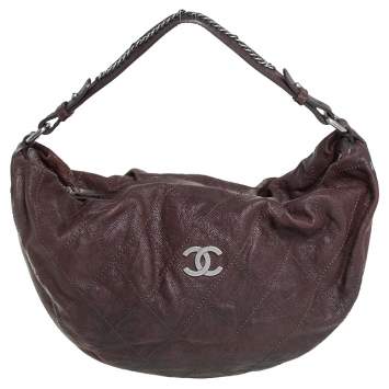 Pre Owned Chanel Dark Brown Caviar Leather Outdoor Ligne Hobo