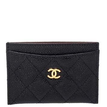 Pre Owned Chanel Black Quilted Caviar Leather Classic Card Holder