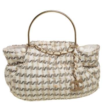 Pre Owned Chanel Multicolor Tweed CC Boucle Knitting Bag