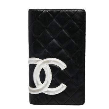 Pre Owned Chanel Black Quilted Leather Cambon Ligne Yen Long Wallet