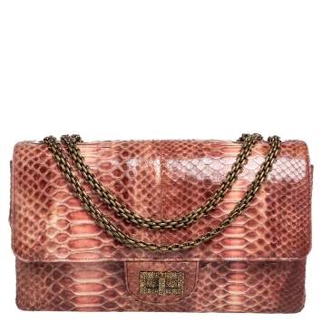 Pre Owned Chanel Ombre Red Python 2.55 Reissue Classic 226 Flap Bag