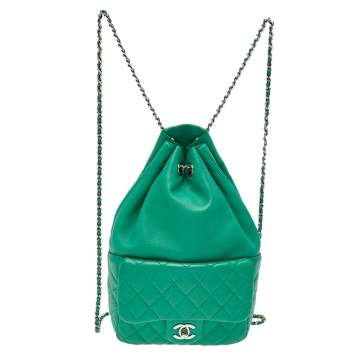 Pre Owned Chanel Green Quilted Leather Small Seoul Backpack