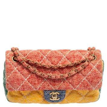 Pre Owned Chanel Multicolor Jersey Ultimate Stitch Medium Classic Single Flap Bag