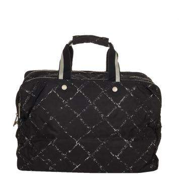 Pre Owned Chanel Black Nylon Travel Line Duffel Bag