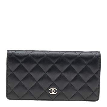 Pre Owned Chanel Black Quilted Leather Yen Continental Wallet