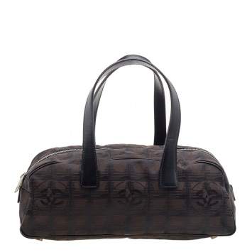 Pre Owned Chanel Brown Nylon CC Logo Travel Line Satchel