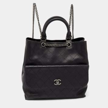 Pre Owned Chanel Black Diamond Stitch Leather Large Urban Luxury Backpack