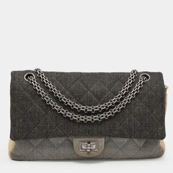 Pre Owned Chanel Tricolor Denim Reissue 2.55 Classic 226 Flap Bag