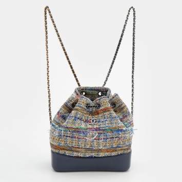 Pre Owned Chanel Multicolor Tweed and Leather Gabrielle Backpack