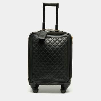 Pre Owned Chanel Black Quilted Leather Coco Case Trolley