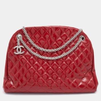 Pre Owned Chanel Red Patent Leather Just Mademoiselle Bag